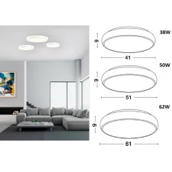 LUCES TAME LE41485/7/8 ceiling LED white, black 41cm, 51cm, 61cm