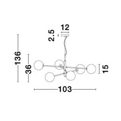 LUCES PLATO LE41767 czarno-złota wisząca lampa białe kule 6xG9