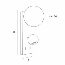 MAXlight Atom W0351 metalowy czarny kinkiet LED 3000K kształt kuli