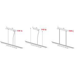 ELKIM SLIMA/Z 122 oblong LED hanging lamp 61-203cm white, black