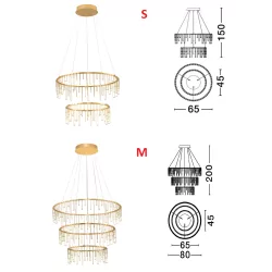 LUCES HUARAZ LE44453/4 elegancka duża lampa wisząca 2 rozmiary 3000K