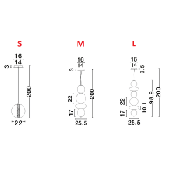 LUCES MORROS LE44486/7/9 wisząca lampa LED, 3 rozmiary, złoty/czarny