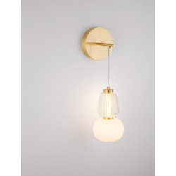 LUCES ARROYOS LE44493 elegant hanging wall lamp, glass and metal, gold