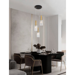 LUCES OROYA LE44336/7 gold hanging lamp in 2 sizes, glass/metal