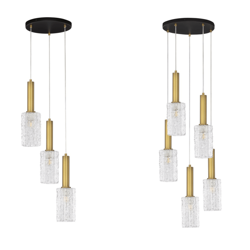 LUCES OROYA LE44336/7 gold hanging lamp in 2 sizes, glass/metal