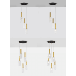 LUCES OROYA LE44336/7 gold hanging lamp in 2 sizes, glass/metal