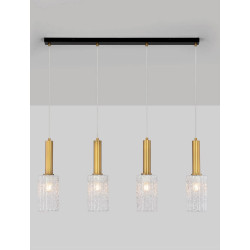 LUCES OROYA LE44338 gold-black hanging lamp 4xE27 glass/metal, IP20