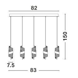 LUCES PAITA LE44352 złota lampa wisząca LED, metal/akryl, IP20