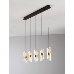 LUCES PAITA LE44352 złota lampa wisząca LED, metal/akryl, IP20