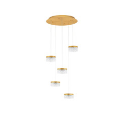 LUCES MINEROS LE44582 gold hanging lamp, 5 lamps, LED 32W, 3000K