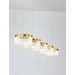 LUCES MINEROS LE44583 lampa wisząca 5 kloszowa złota LED 32W, 3000K