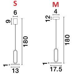 LUCES ACACHI LE43551/2 lampa wisząca LED 3000K aluminiowa, 2 rozmiary