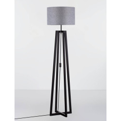 LUCES TUMAN LE44364 floor lamp wood/fabric, black/gray, E27