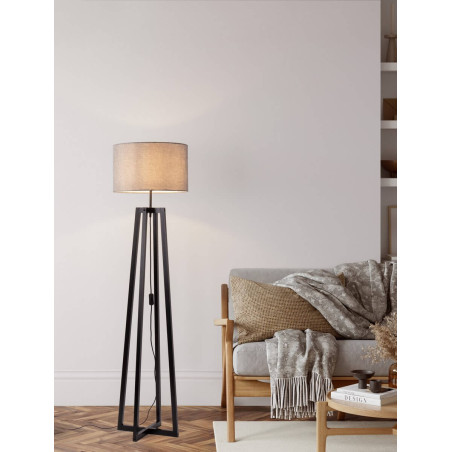 LUCES TUMAN LE44364 floor lamp wood/fabric, black/gray, E27