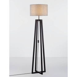 LUCES TUMAN LE44364 floor lamp wood/fabric, black/gray, E27