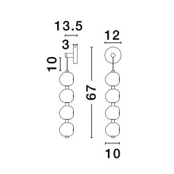 LUCES CHEPEN LE44426 kinkiet LED czarny, wiszące kule, 17W 3000K metal