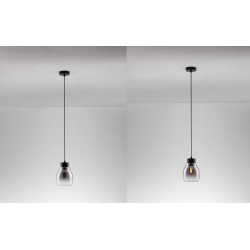 LUCES MOCHE LE44340 lampa wisząca E27 czarna, szkło/metal, IP20