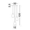 LUCES MOCHE LE44341 lampa wisząca 3 x E27 czarna, szkło/metal, IP20