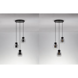 LUCES MOCHE LE44341 lampa wisząca 3 x E27 czarna, szkło/metal, IP20