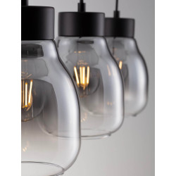 LUCES MOCHE LE44342 lampa wisząca 3 x E27 czarna, szkło/metal, IP20