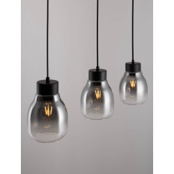 LUCES MOCHE LE44342 lampa wisząca 3 x E27 czarna, szkło/metal, IP20