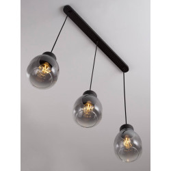 LUCES MOCHE LE44342 lampa wisząca 3 x E27 czarna, szkło/metal, IP20