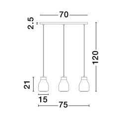 LUCES MOCHE LE44342 lampa wisząca 3 x E27 czarna, szkło/metal, IP20