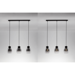 LUCES MOCHE LE44342 lampa wisząca 3 x E27 czarna, szkło/metal, IP20