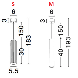 LUCES NAZCA LE44346/7/8/9 tube lamp, 2 sizes GU10