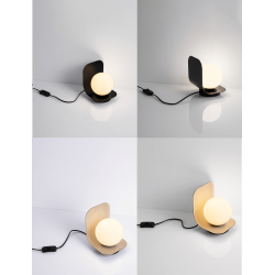 LUCES HERAS LE44295/6 table lamp, black/light wood, E14 5W, IP20