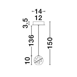 LUCES CUYO LE44210 złota lampa wisząca LED 4W 3000K, metal i szkło