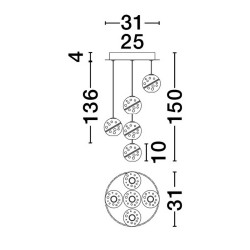 LUCES CUYO LE44212 gold LED hanging lamp 16W 832lm 3000K metal/glass