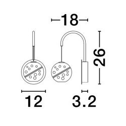 LUCES CUYO LE44211 kinkiet LED 4W, złoty 166lm, 3000K, metal/szkło