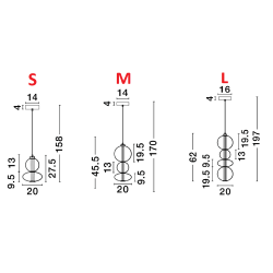 LUCES LUIS LE44220/1/2 lampa wisząca LED, 3 rozmiary, czarno-szara