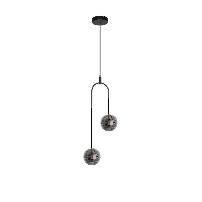 LUCES SECO LE44233 LED hanging lamp, black and gold, 2 lampshades, modern