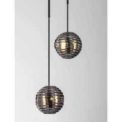 LUCES SECO LE44233 LED hanging lamp, black and gold, 2 lampshades, modern