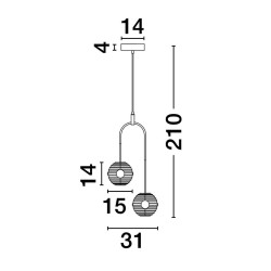 LUCES SECO LE44233 lampa wisząca LED czarno-złota 2 klosze, nowoczesna