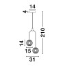 LUCES SECO LE44233 lampa wisząca LED czarno-złota 2 klosze, nowoczesna