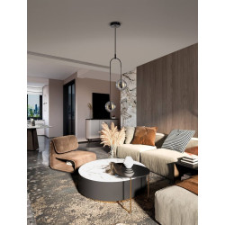 LUCES SECO LE44233 LED hanging lamp, black and gold, 2 lampshades, modern