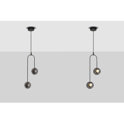 LUCES SECO LE44233 LED hanging lamp, black and gold, 2 lampshades, modern