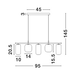 LUCES ANUCO LE44612 lampa wisząca LED 3000K, czarno-szara, metal/szkło