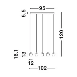 LUCES TOAY LE44240 lampa wisząca LED 28W, nowoczesna, stal/szkło