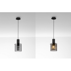 LUCES ORAN LE44243 hanging lamp E27, black steel/glass, modern