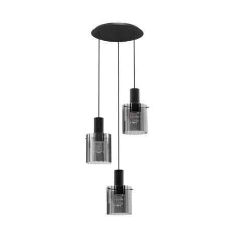 LUCES ORAN LE44244 lampa wisząca czarna, stal/szkło 3x E27 nowoczesna