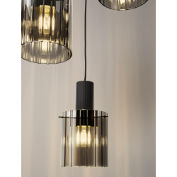 LUCES ORAN LE44244 hanging lamp black, steel/glass 3x E27 modern