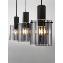 LUCES ORAN LE44245 lampa wisząca czarna, stal/szkło, 3x E27 nowoczesna