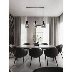 LUCES ORAN LE44245 hanging lamp black, steel/glass, 3x E27 modern