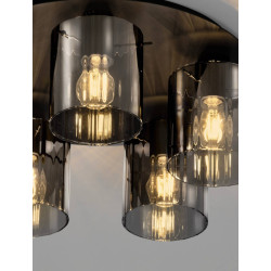 LUCES ORAN LE44246/7 lampa sufitowa czarna, stal/szkło E27, nowoczesna