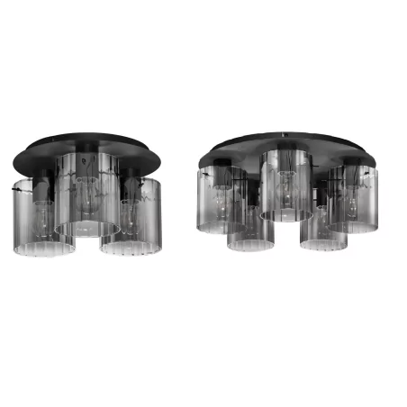 LUCES ORAN LE44246/7 ceiling lamp black, steel/glass E27, modern