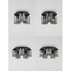 LUCES ORAN LE44246/7 ceiling lamp black, steel/glass E27, modern